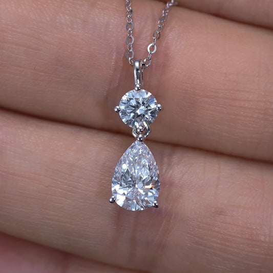 1.483ct Pear Round Lab Diamond Necklace |Diamond PT 950 Necklace, Custom Accept
