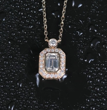 1.278ct Rectangle Round Lab Diamond Necklace |Diamond PT 950 Necklace, Custom Accept