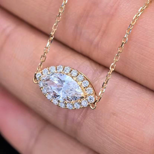 1.232ct Marquise Round Lab Diamond Necklace |Diamond PT 950 Necklace, Custom Accept