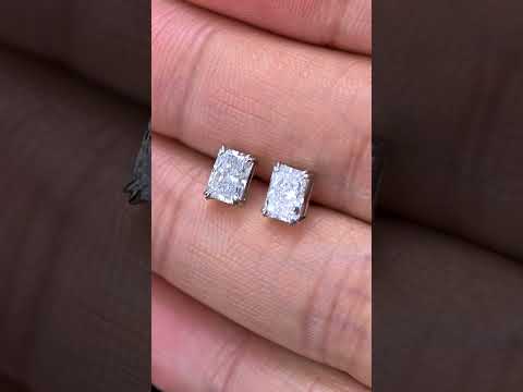 1.029ct Rectangle Lab Diamond Earring|PT-950 Earring, Custom Accept