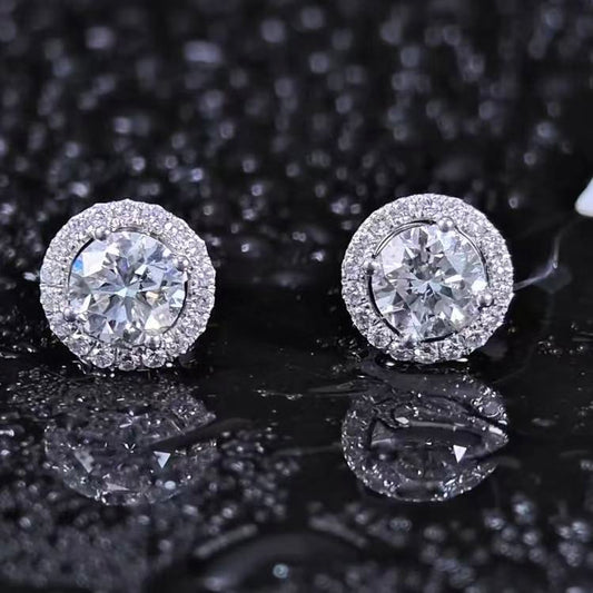 1.247ct Round Lab Diamond Earring|PT-950 Earring, Custom Accept