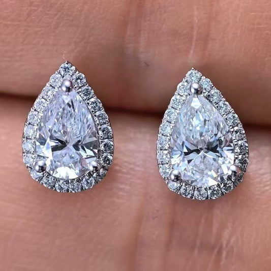 1.194ct Pear Lab Diamond Earring|PT-950 Earring, Custom Accept