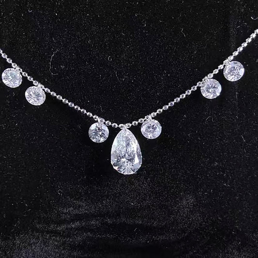 2.703ct Pear Round Lab Diamond Necklace |Diamond PT 950 Necklace, Custom Accept