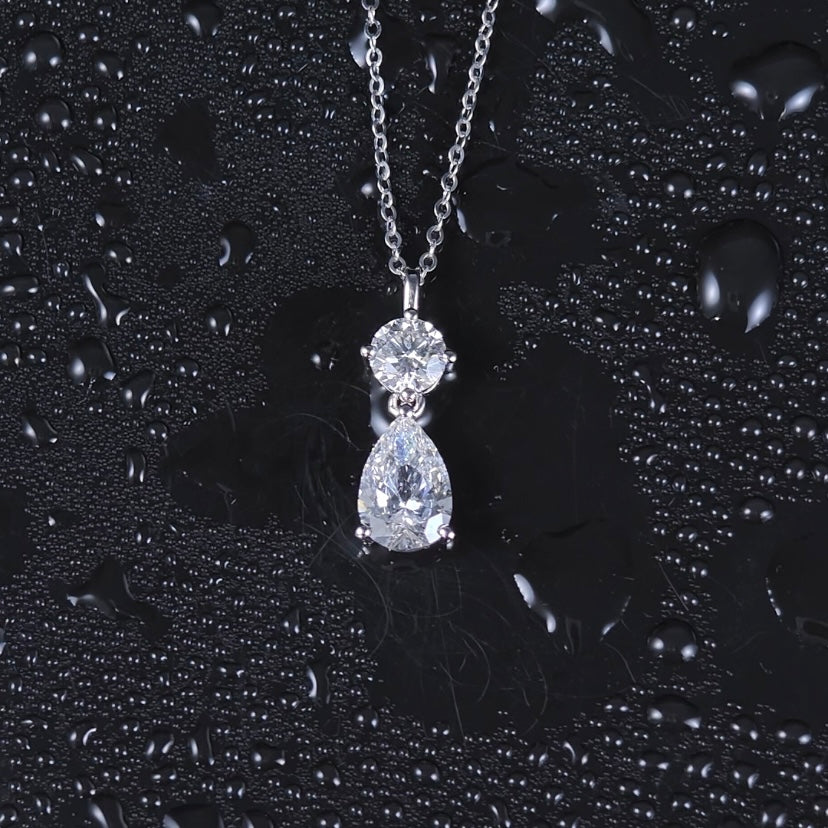 1.483ct Pear Round Lab Diamond Necklace |Diamond PT 950 Necklace, Custom Accept