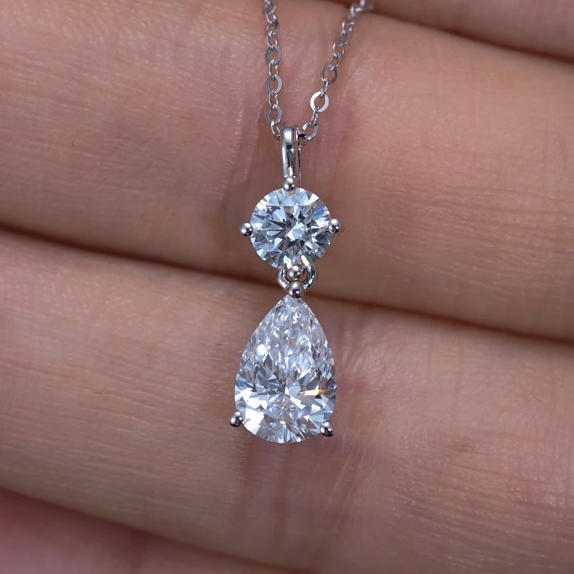 1.483ct Pear Round Lab Diamond Necklace |Diamond PT 950 Necklace, Custom Accept