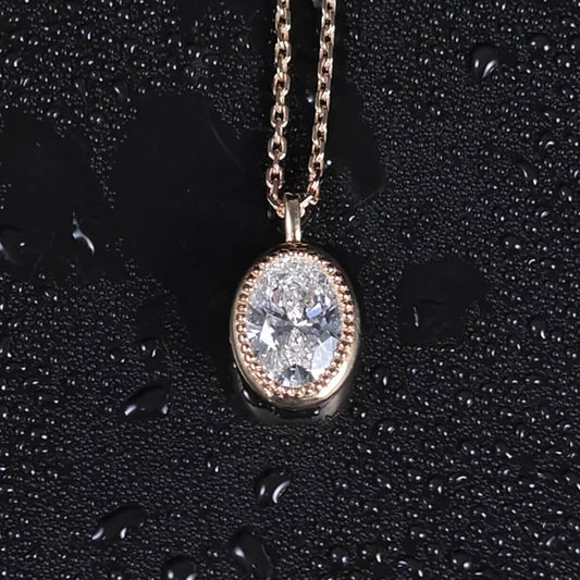 1ct Oval Lab Diamond Necklace |Diamond PT 950 Necklace, Custom Accept