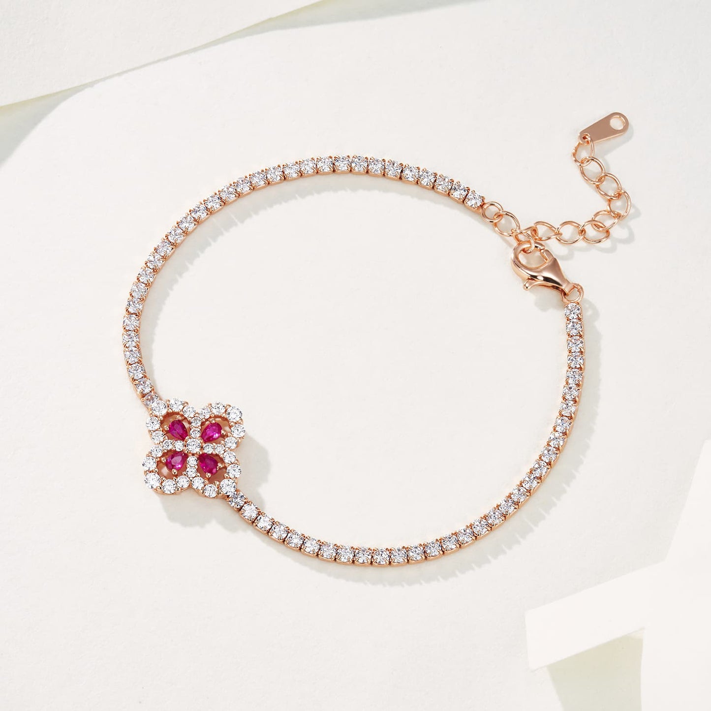 0.14ct Geometry Lab Ruby Bracelet | Rhodium-Plated S925 Silver, Custom Available