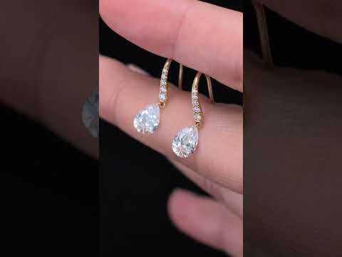 2.221ct Pear Lab Diamond Earring|18K Gold Earring, Custom Accept