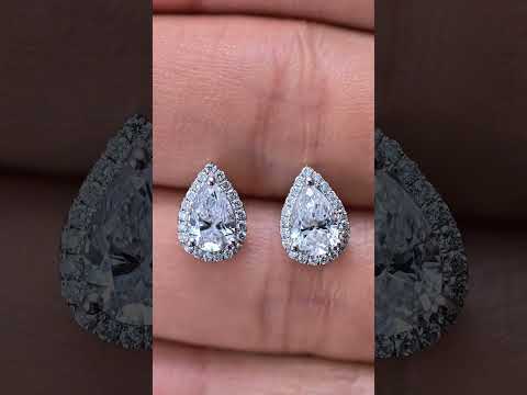 1.194ct Pear Lab Diamond Earring|PT-950 Earring, Custom Accept